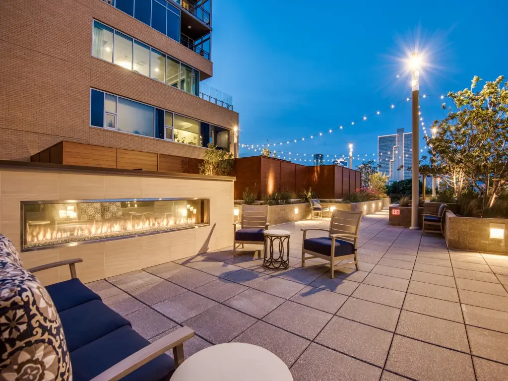 A rooftop deck at Trinity Terrace.